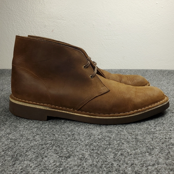 Clarks Chukka Boots Mens 13 Bushacre 3 Desert Brown Leather Beeswax Casual 15522